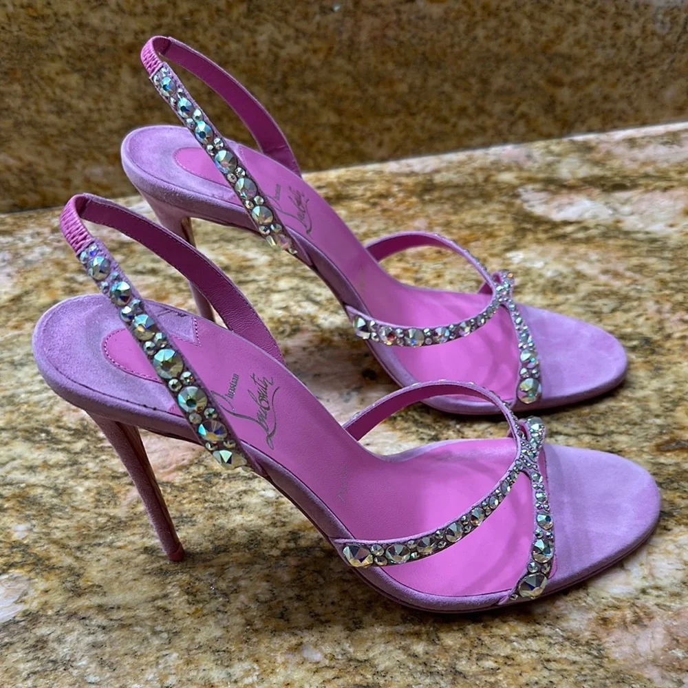 Christian Louboutin Pink Embellished Heels - Picture 5 of 11